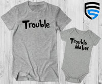 TROUBLE & TROUBLE MAKER | Matching Father & Son Shirts | Dad & Baby | Gift for Dad | Father's Day