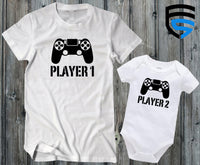 PLAYER 1 & PLAYER 2 | Matching Father & Son/Daughter Shirts | Dad & Baby | Gift for Dad | Father's Day