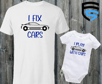 FIX CARS & PLAYS WITH CARS Matching Father & Child Shirts | Dad & Child | Father's Day Gift