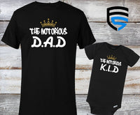 NOTORIOUS D.A.D & K.I.D | Matching Father & Child Shirts | Dad & Child | Father's Day Gift