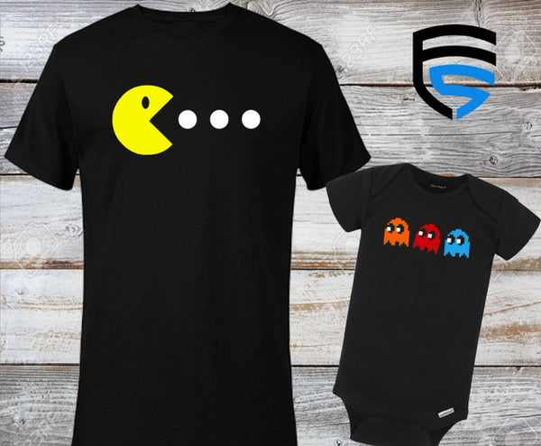 Pac-Man themed Matching Father & Child Shirts | Dad & Child | Father's Day Gift