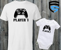 PLAYER 1 & PLAYER 2 XBOX | Matching Father & Child Shirts | Dad & Child | Father's Day Gift