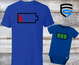 LOW BATTERY & FULL BATTERY | Matching Father & Child Shirts | Dad & Child | Father's Day Gift