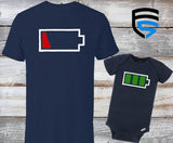 LOW BATTERY & FULL BATTERY | Matching Father & Child Shirts | Dad & Child | Father's Day Gift