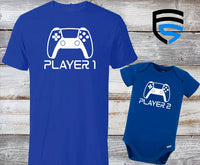 PLAYER 1 & PLAYER 2 | Matching Father & Child Shirts | Dad & Child | Father's Day Gift