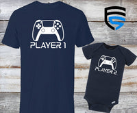 PLAYER 1 & PLAYER 2 | Matching Father & Child Shirts | Dad & Child | Father's Day Gift