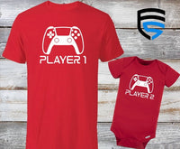 PLAYER 1 & PLAYER 2 | Matching Father & Child Shirts | Dad & Child | Father's Day Gift