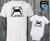 PLAYER 1 & PLAYER 2 | Matching Father & Child Shirts | Dad & Child | Father's Day Gift